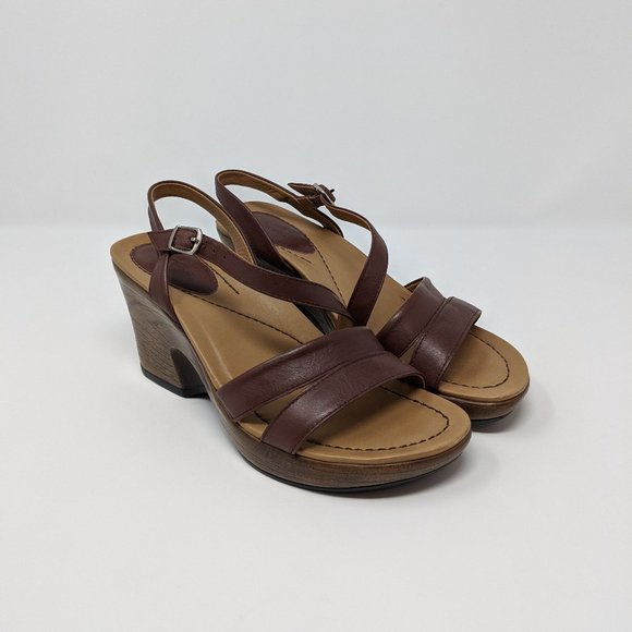 Dansko Shoes - Dansko Brown Leather Strappy Wedge Sandal EU 36